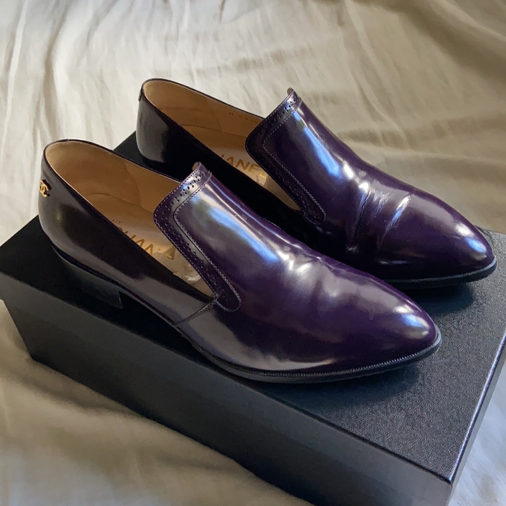 Chanel Dark Plum Calfskin Loafers I Size 7.5 - Picture 3 of 14